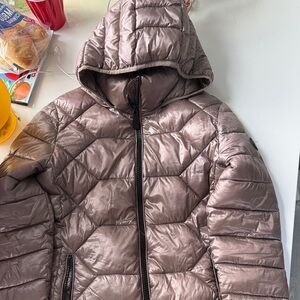 Calvin Klein Shiny Taupe Puffer Jacket
